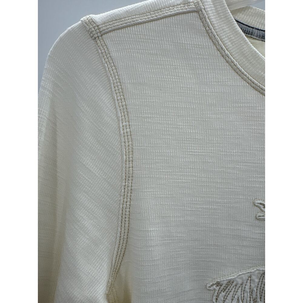 Tommy Bahama Cream Tobago Bay Embroidered Palm Tree Sweatshirt M Medium - Picture 3 of 7